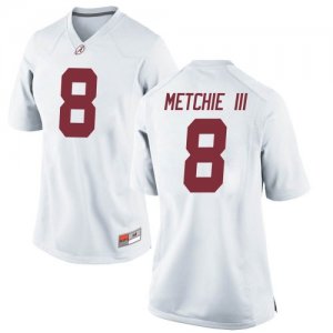 Women's Alabama Crimson Tide #8 John Metchie III White Replica NCAA College Football Jersey 2403KVKP0